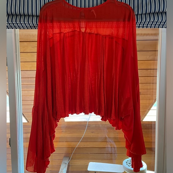 Free People On the Weekend blouse, red, large - Picture 2 of 6